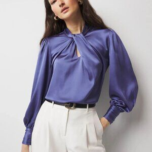 nwt WHITE HOUSE BLACK MARKET red satin twist neck blouse top 4